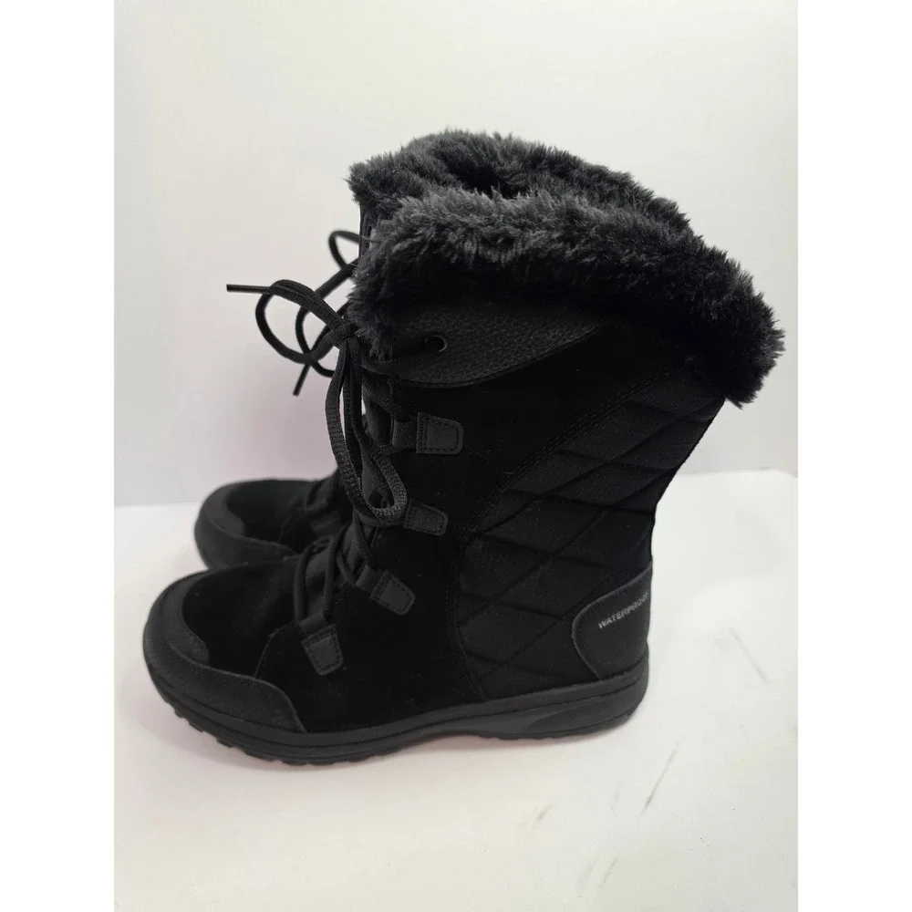 Columbia Minx Mid III Waterproof Winter Boots Black Faux Fur Womens 9